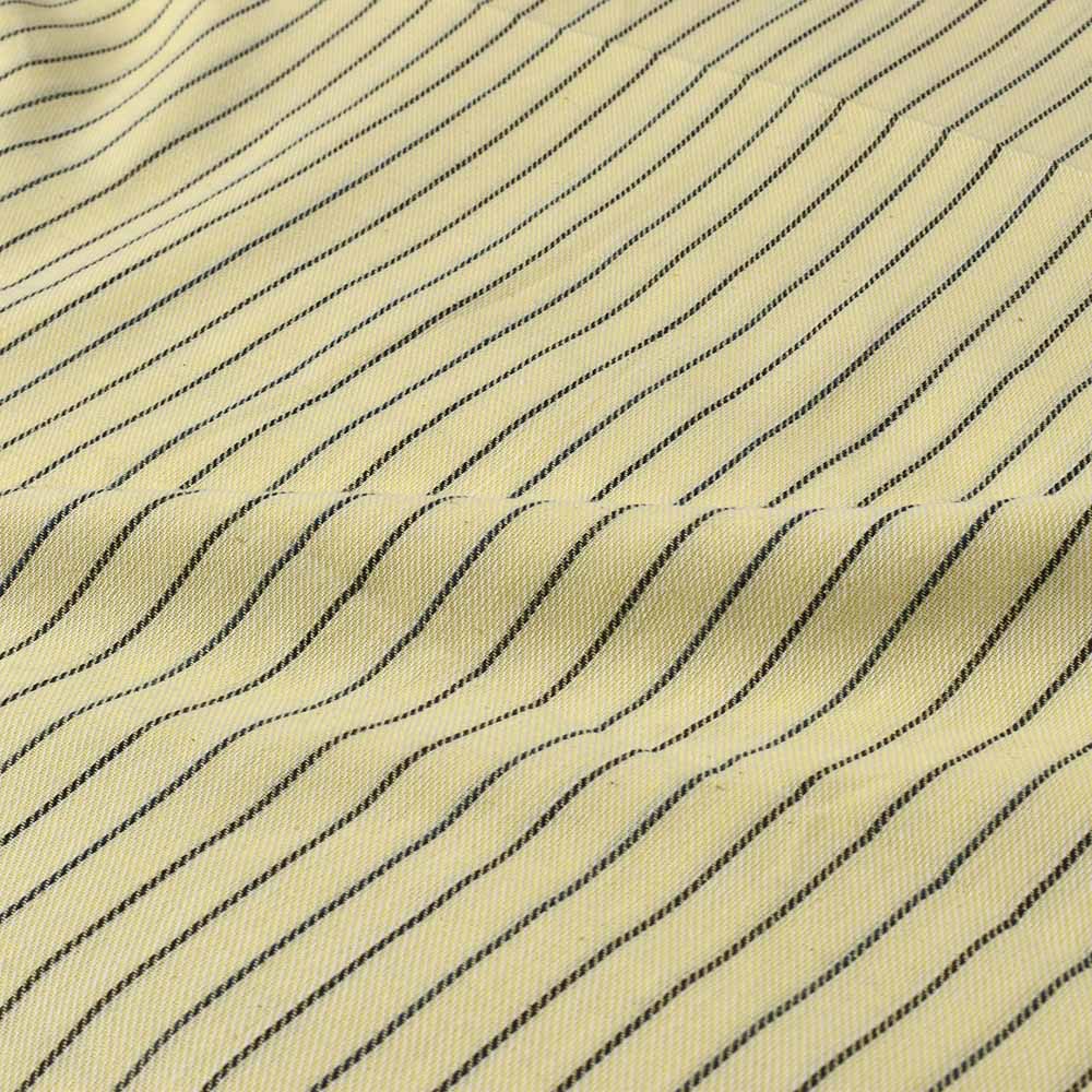 STRIPE TWILL YELLOW BLACK PURE COTTON 100 GSM HANDWOVEN FABRIC