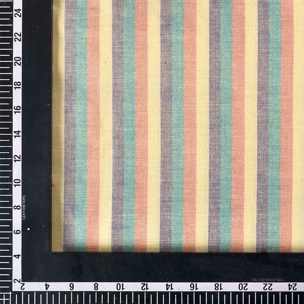 STRIPE MULTICOLOUR KHADI COTTON 115 GSM HANDWOVEN FABRIC