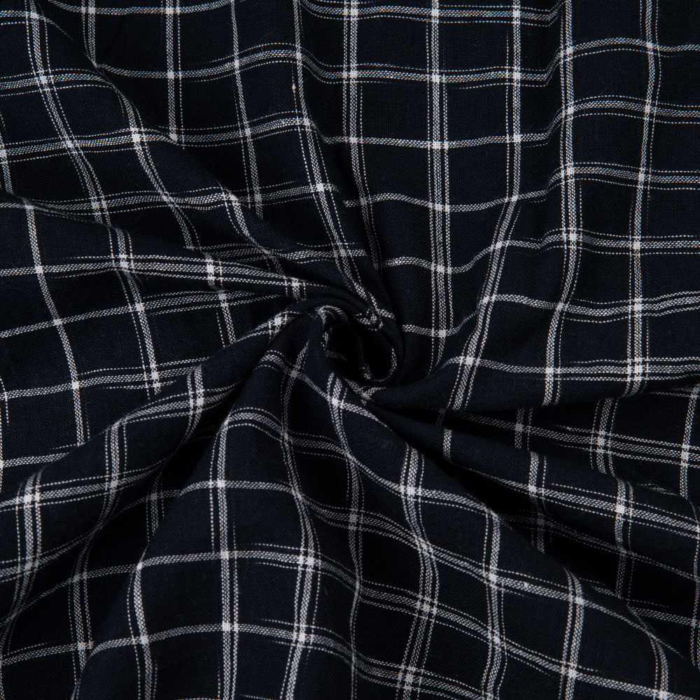 Check Black Yarn Tie Dye 108 GSM Cotton Fabric