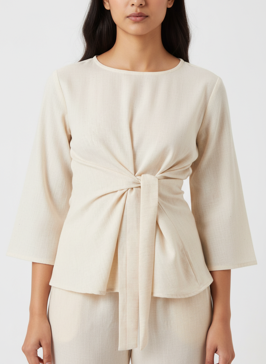 Waist Tie Abstract Top