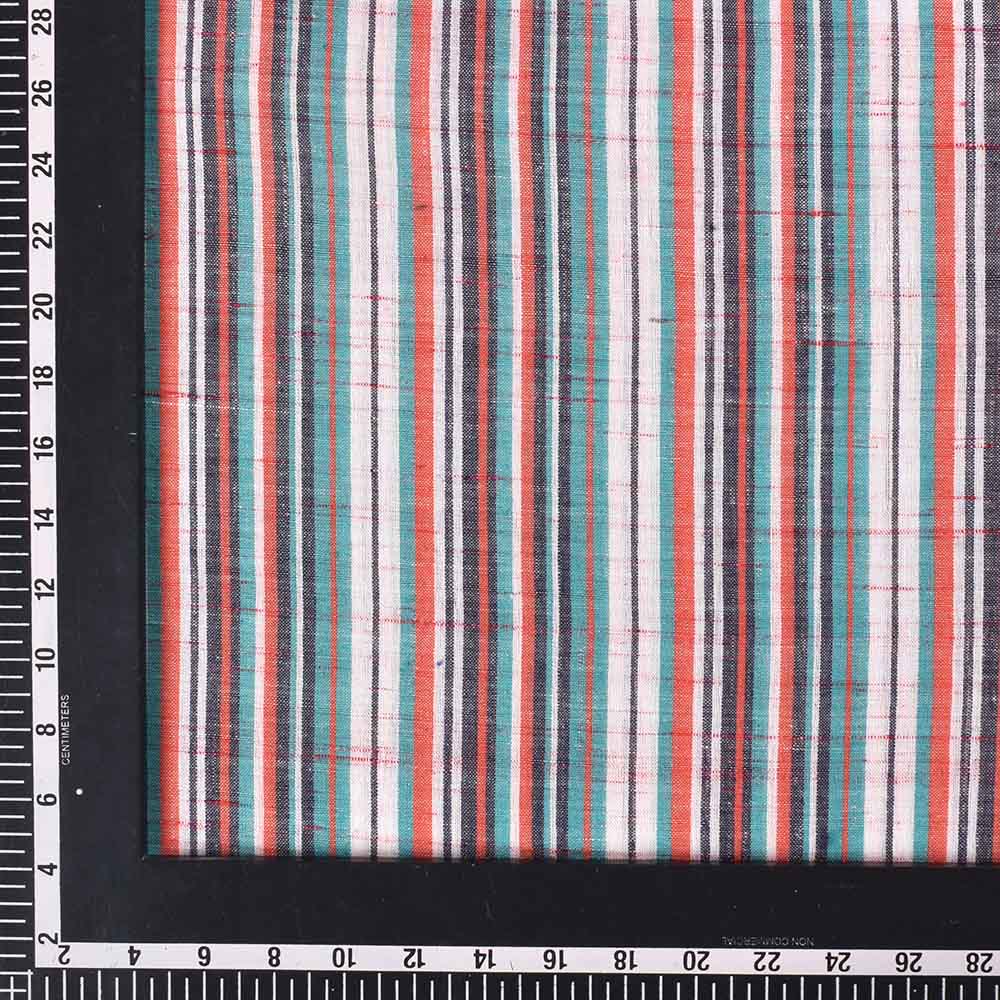 STRIPE MULTICOLOR FUTKI KHADI COTTON 85 GSM HANDWOVEN FABRIC 302