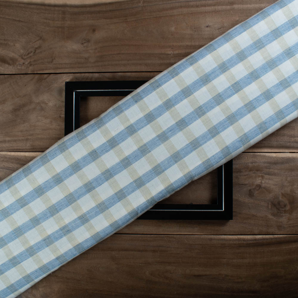 Check White Blue Red Pure Cotton 95 GSM Handwoven Fabric 856