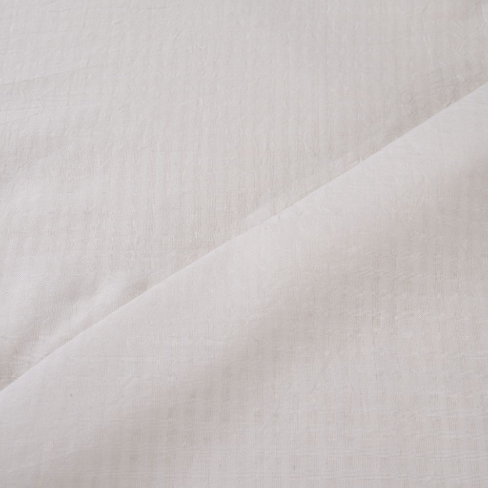 White Check Cotton Organdy 70 GSM Handwoven Fabric | Bleached White & Dyeable 03