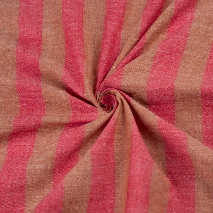 Stripe Red Pure Cotton 73 GSM Handwoven Fabric