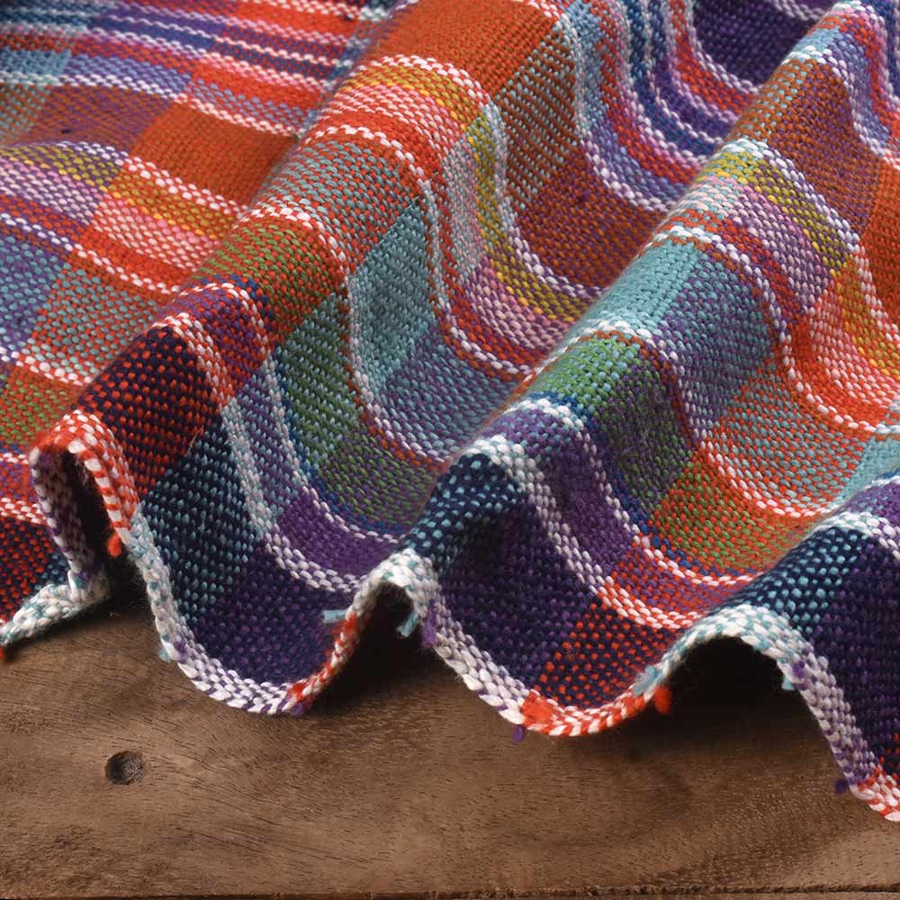 CHECK MULTICOLOR PURE KHADI 260 GSM HANDWOVEN FABRIC