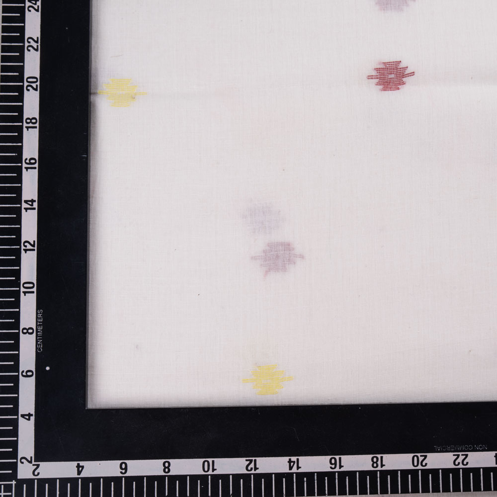 GEOMETRIC WHITE JAMDANI PURE COTTON 56 GSM HANDWOVEN FABRIC