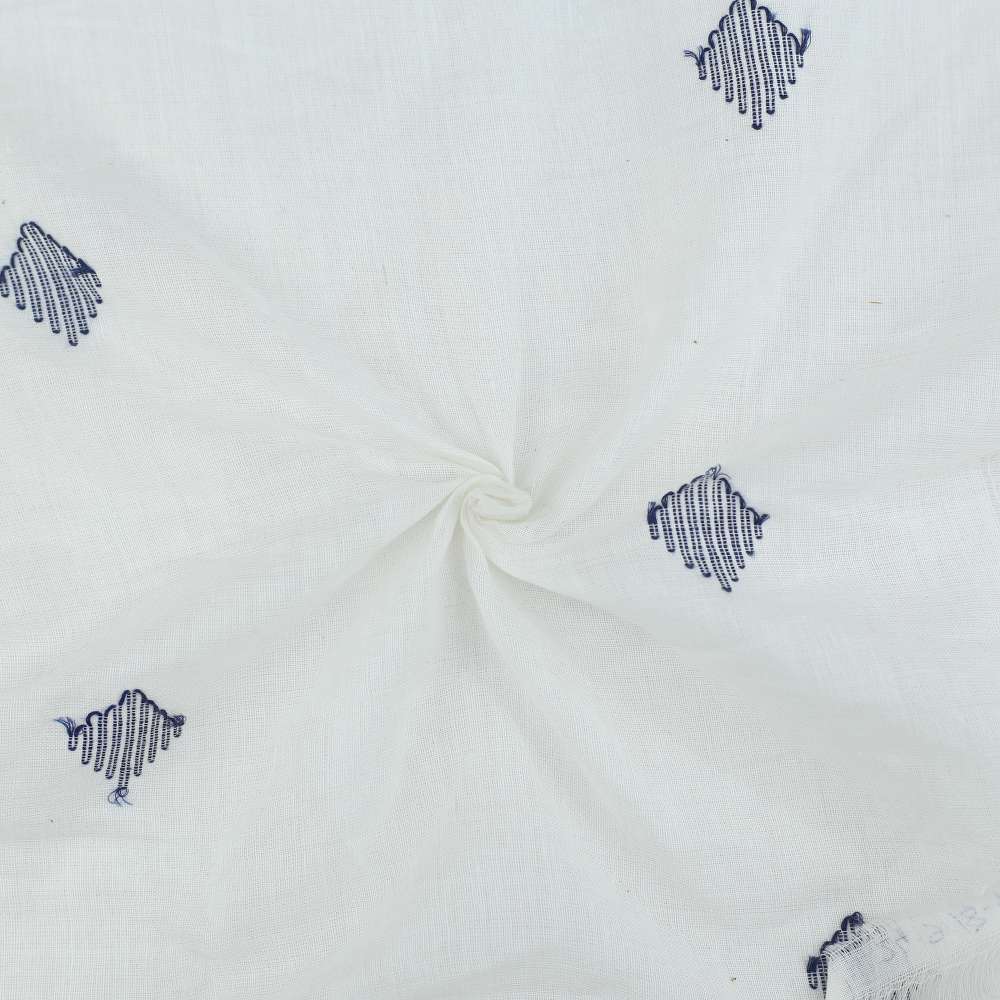 Geometric White Jamdani Pure Cotton 55 GSM Fabric 30