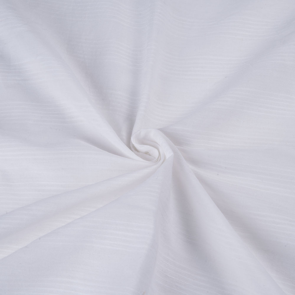White Stripe Cotton Organdy 71 GSM Fabric - Bleached White & Dyeable