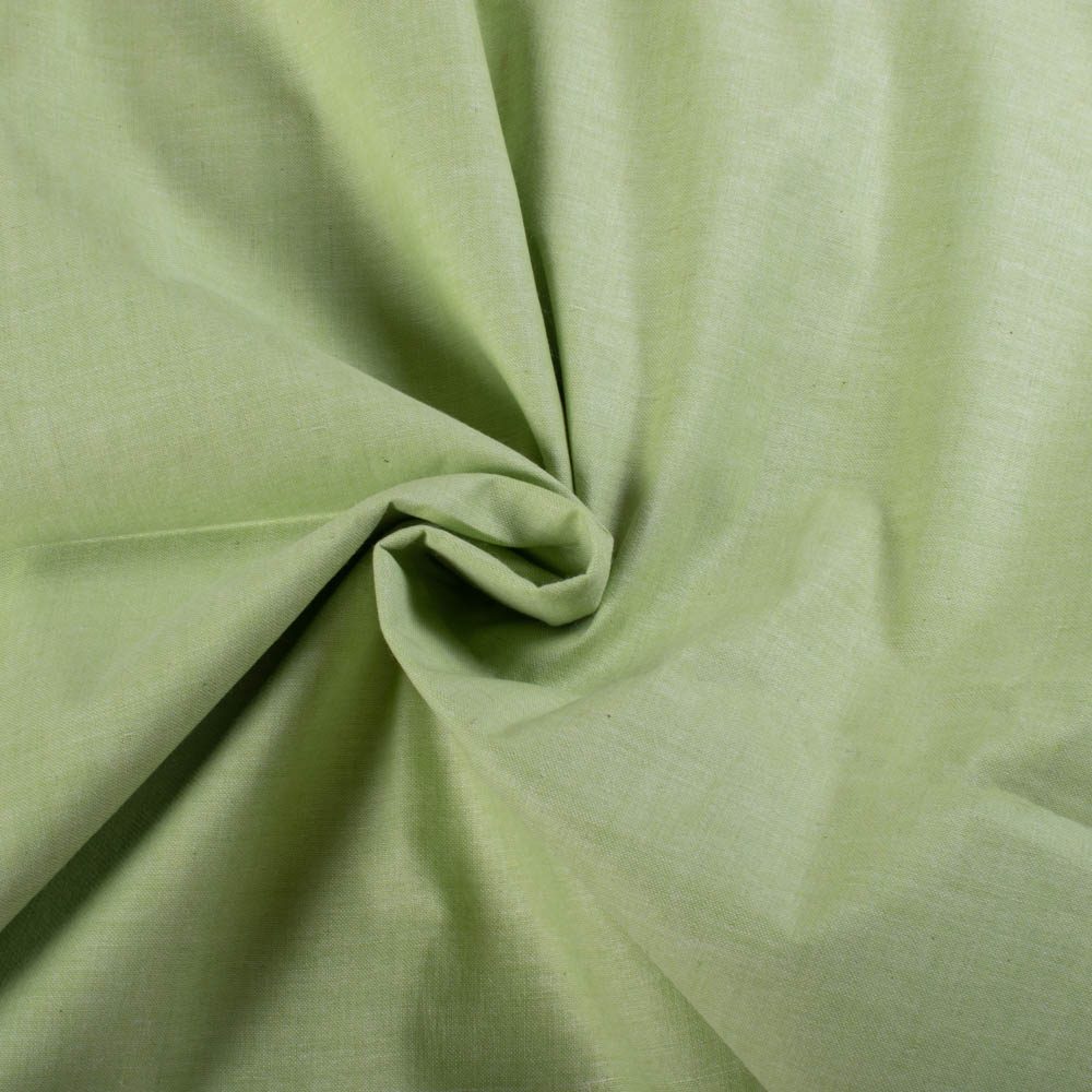 Chambray Green Khadi Cotton 75 GSM Handwoven Fabric