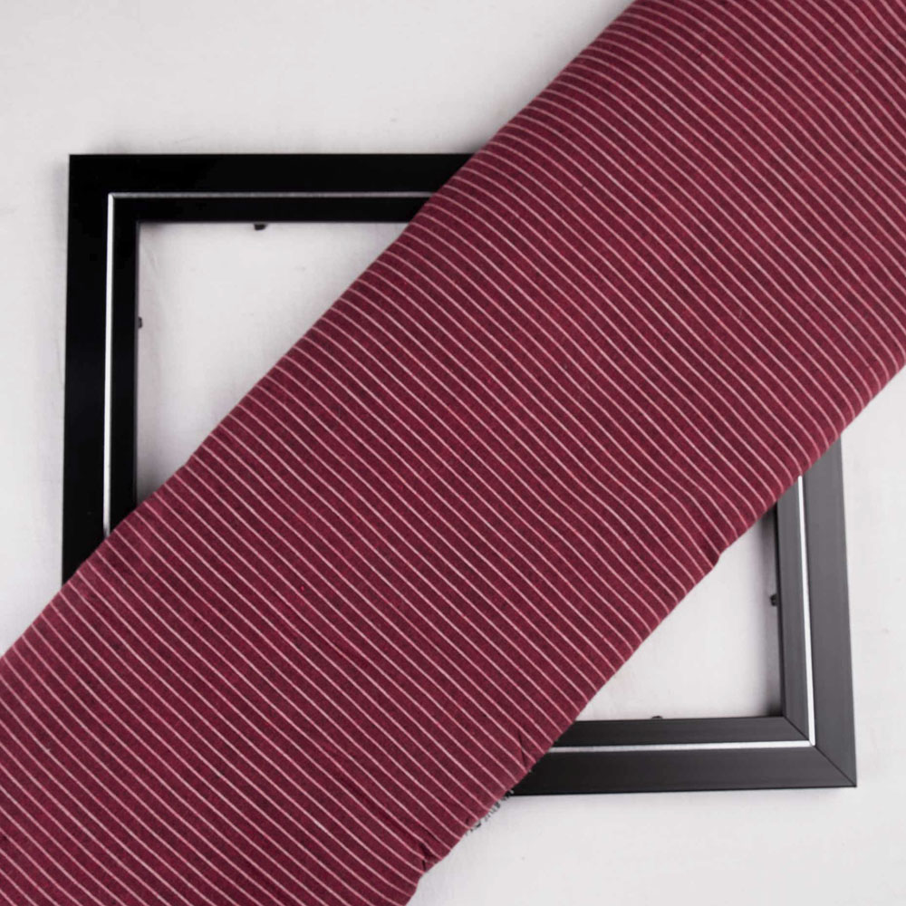 Pinstripe Maroon Pure Cotton 86 GSM Handwoven Fabric