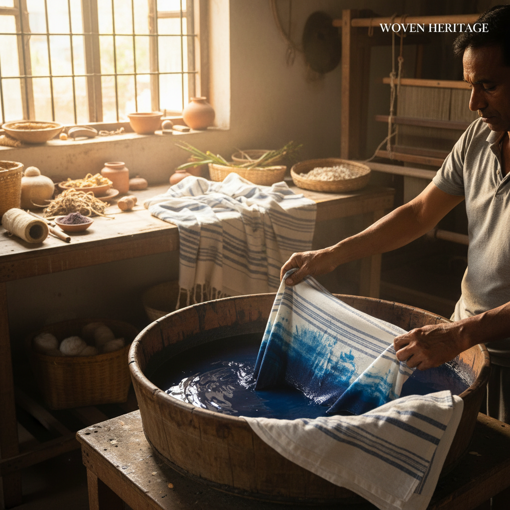 West Bengal artisan weaving Khesh fabric to support traditional craft-based livelihoods