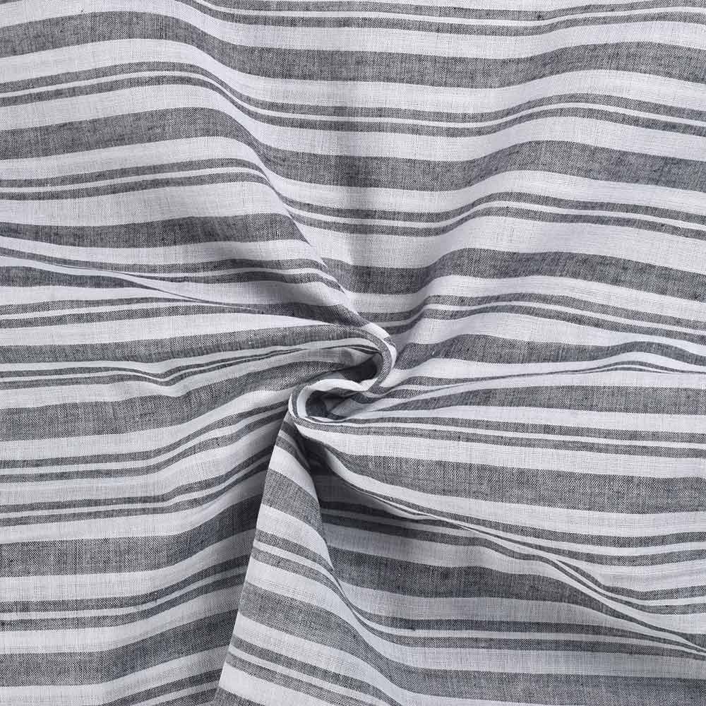 Stripe Black & White Pure Cotton 68 GSM Handwoven Fabric
