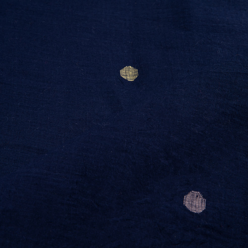 GEOMETRIC NAVY BLUE JAMDANI PURE COTTON 62 GSM FABRIC