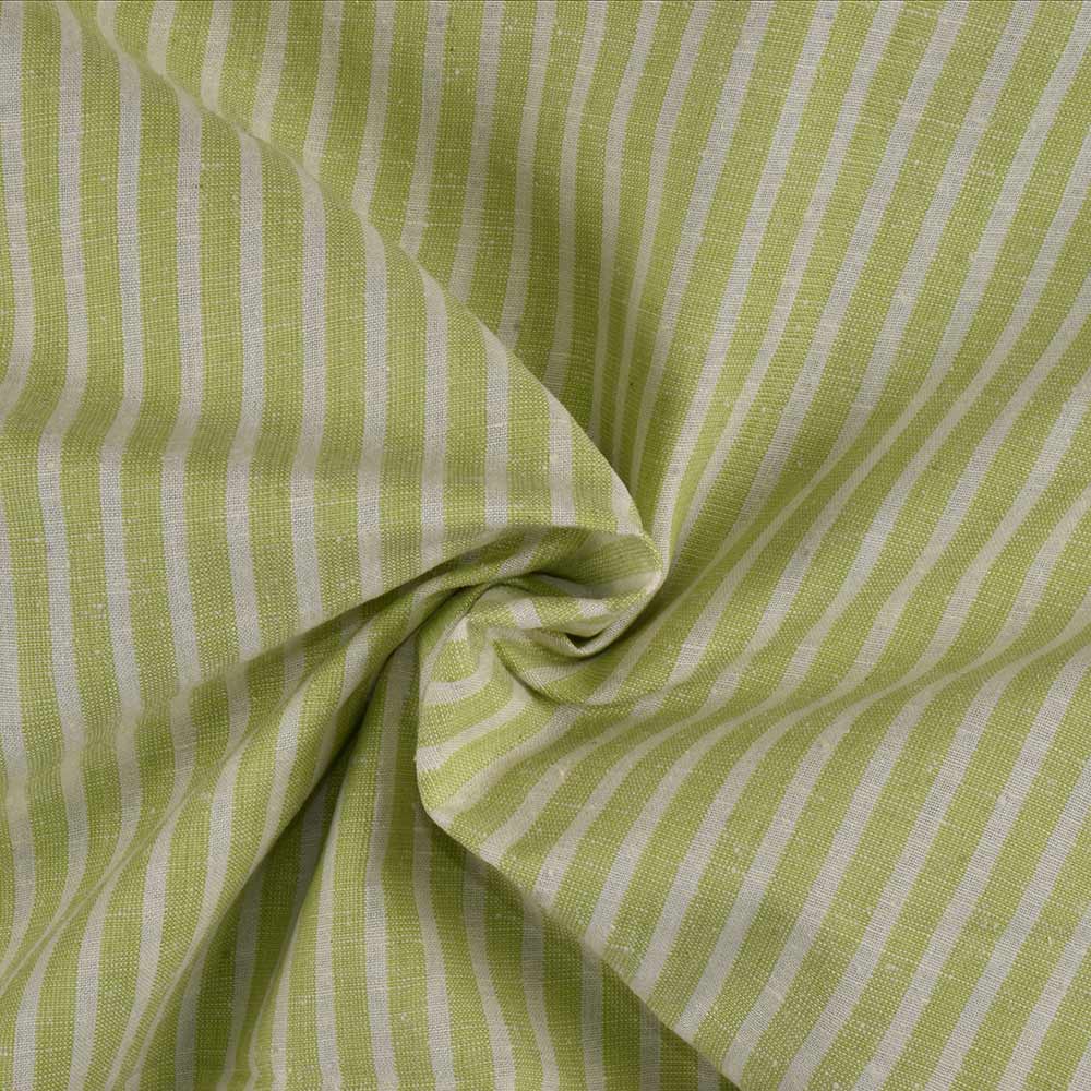 Stripe Light Green Matka Silk & Cotton Blend 105 GSM Handwoven Fabric