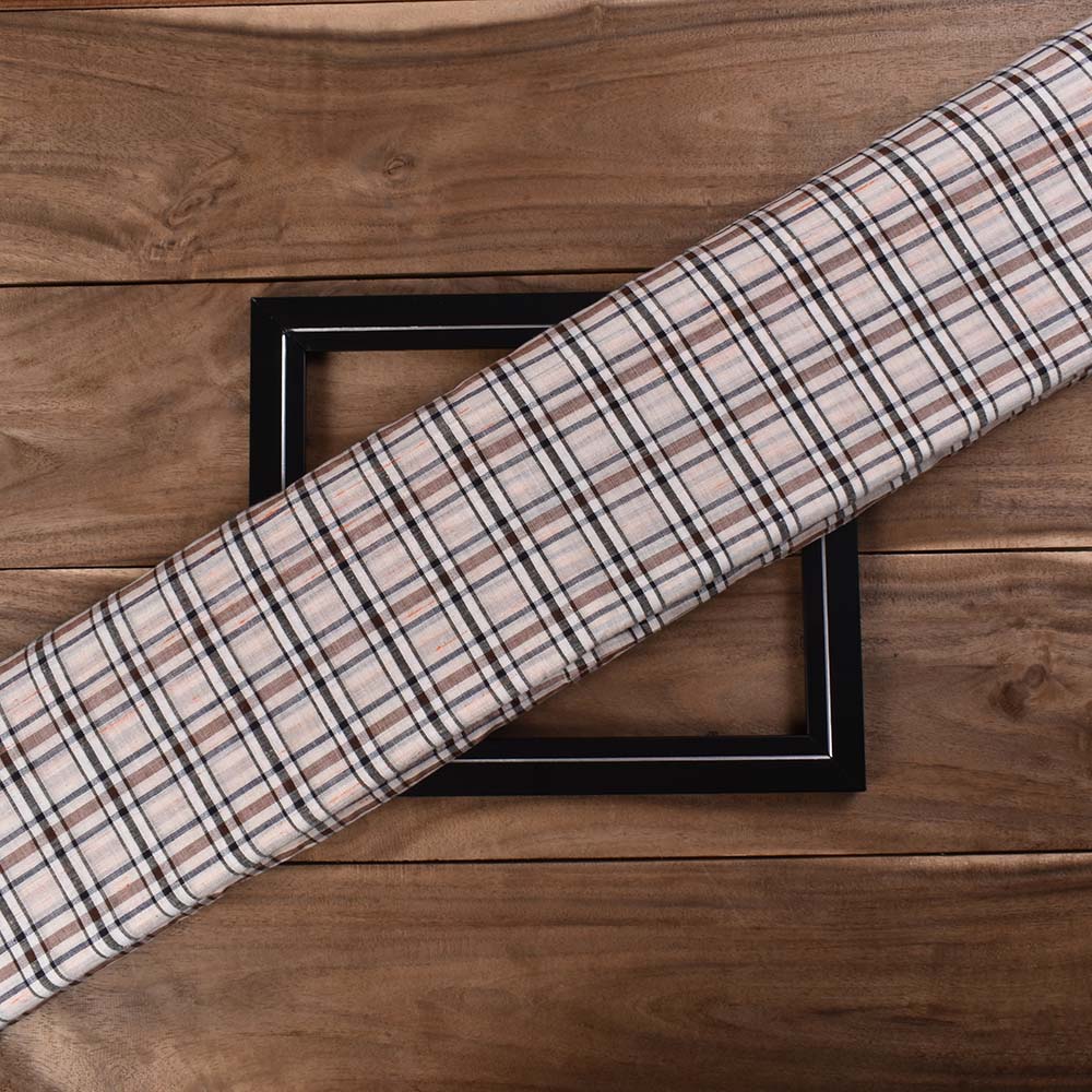 Futki Check Multicolor Khadi Cotton 85 GSM Handwoven Fabric