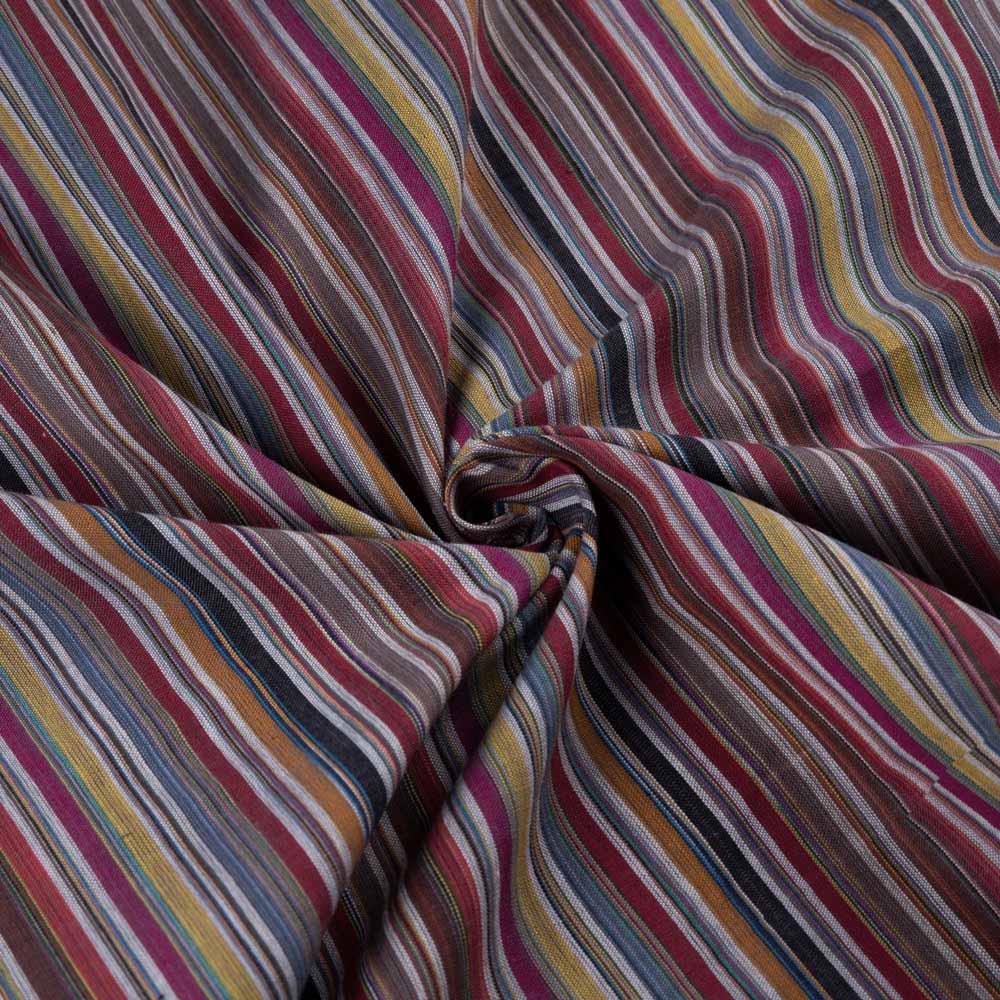 Stripe Multicolour Pure Cotton 94 GSM Handwoven Fabric 133
