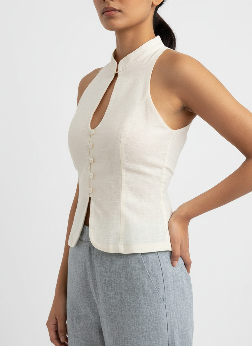 Halter Neck Buttoned Top