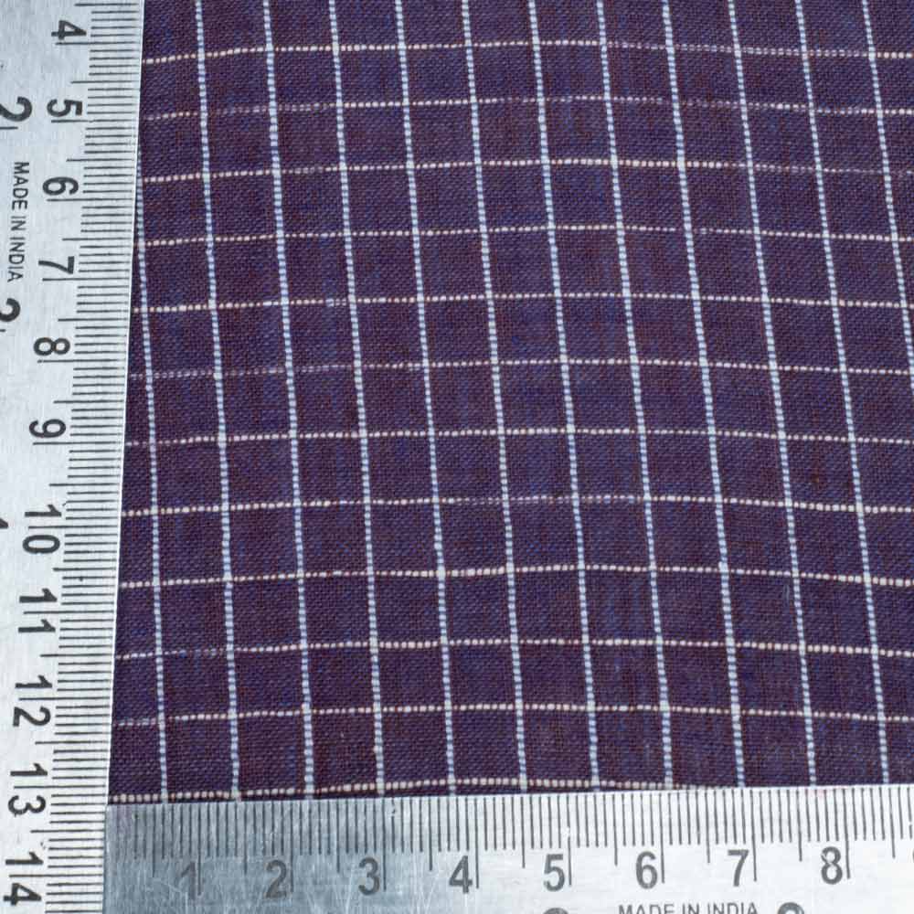 CHECK PURPLE KHADI COTTON 90 GSM HANDWOVEN FABRIC