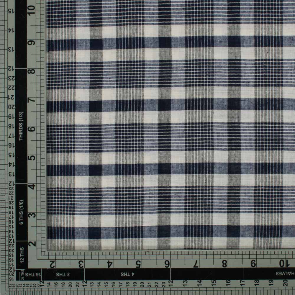 CHECK GREY & BLACK PURE COTTON 79 GSM HANDWOVEN FABRIC