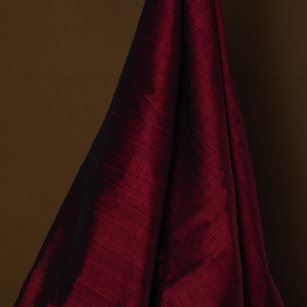 Plain Maroon Cotton Dupion Silk 113 GSM Handwoven Fabric