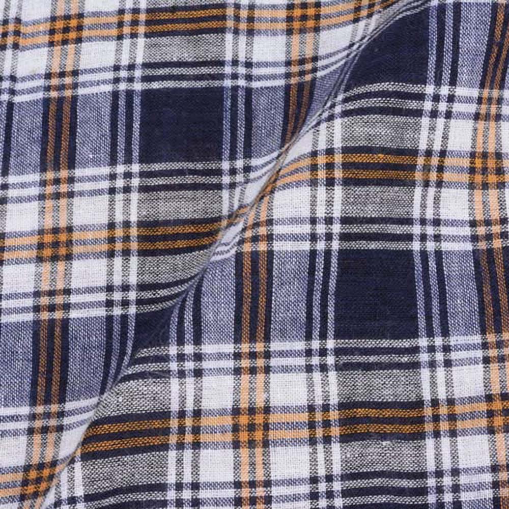 CHECK MULTICOLOUR BLUE PURE COTTON 92 GSM HANDWOVEN FABRIC