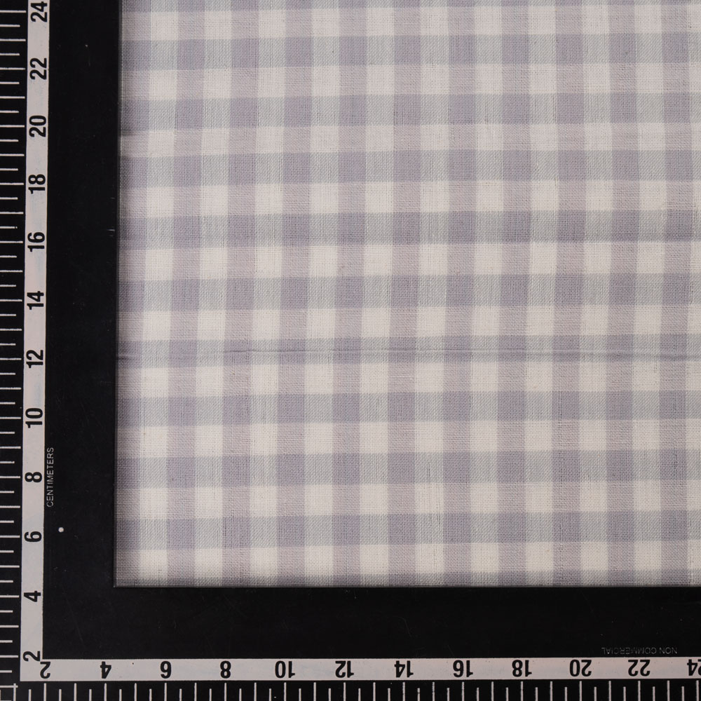 GINGHAM CHECK GREY PURE KHADI 120 GSM HANDSPUN & HANDWOVEN FABRIC 302