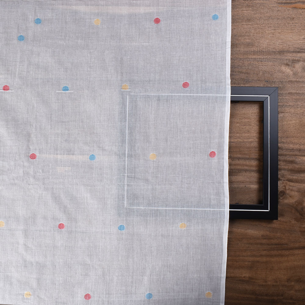 GEOMETRIC WHITE JAMDANI PURE COTTON 55 GSM FABRIC 175