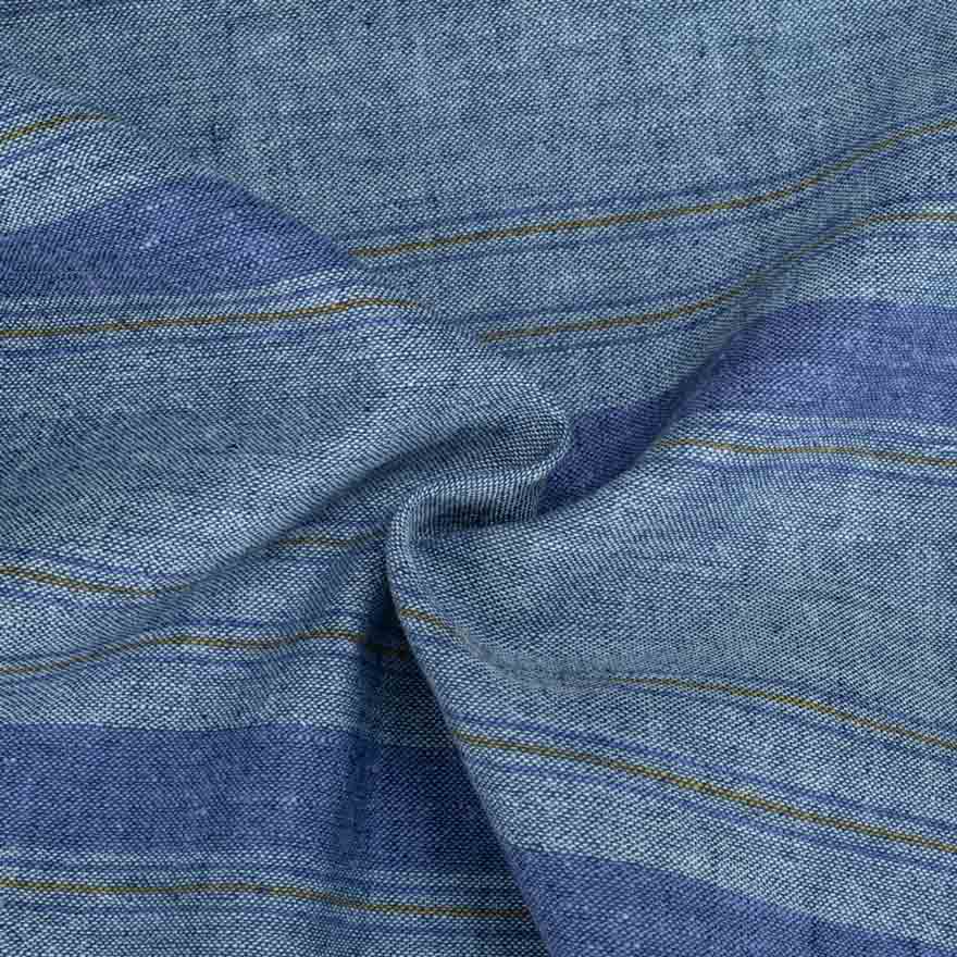 Stripe Blue & Brown Pure Cotton 102 GSM Handwoven Fabric