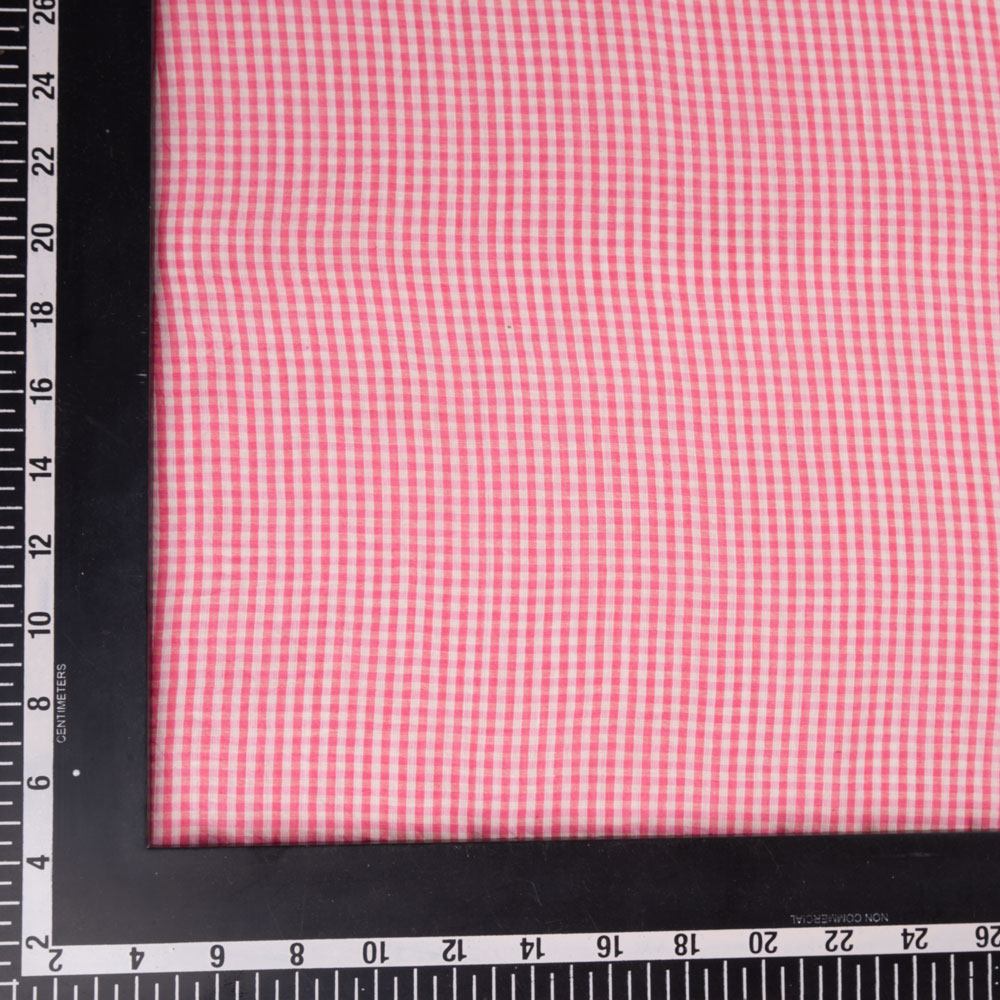 CHECK PINK PURE COTTON 58 GSM HANDWOVEN FABRIC