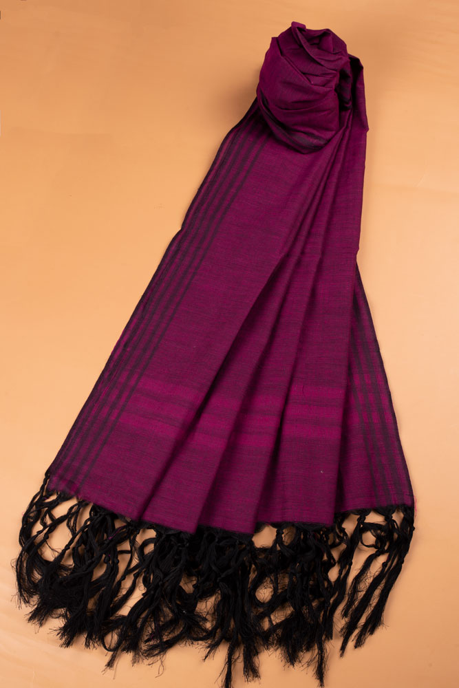 STRIPE PURPLE HANDWOVEN PURE COTTON SCARF