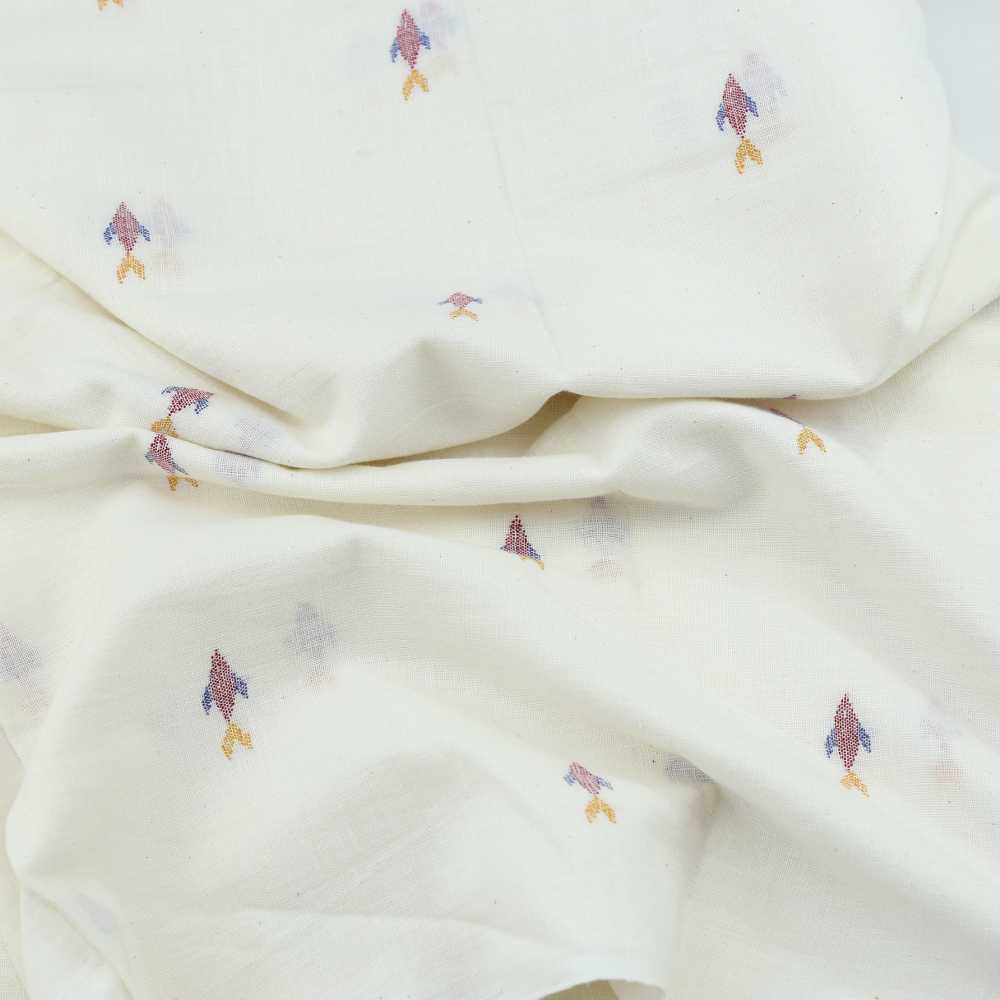 GEOMETRIC FISH CREAM JAMDANI PURE KHADI 118 GSM FABRIC