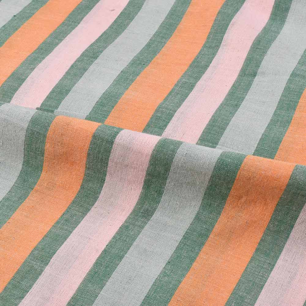STRIPE MULTICOLOR PURE COTTON 100 GSM HANDWOVEN FABRIC