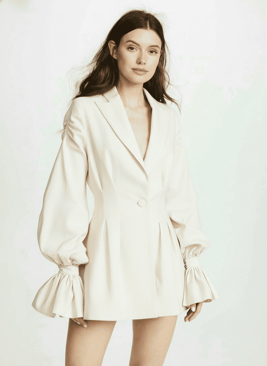 Blazer Dress With Gathered Sleeves