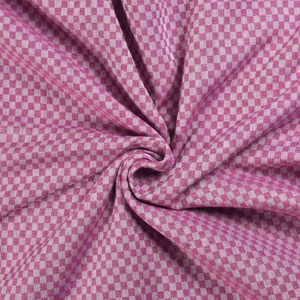 Check Pink & White Twill Pure Cotton 100 GSM Handwoven Fabric