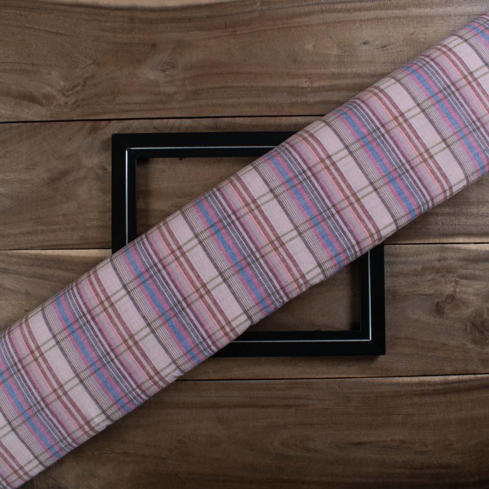 Multicolour Check Cotton & Hemp 145 GSM Handwoven Fabric 805