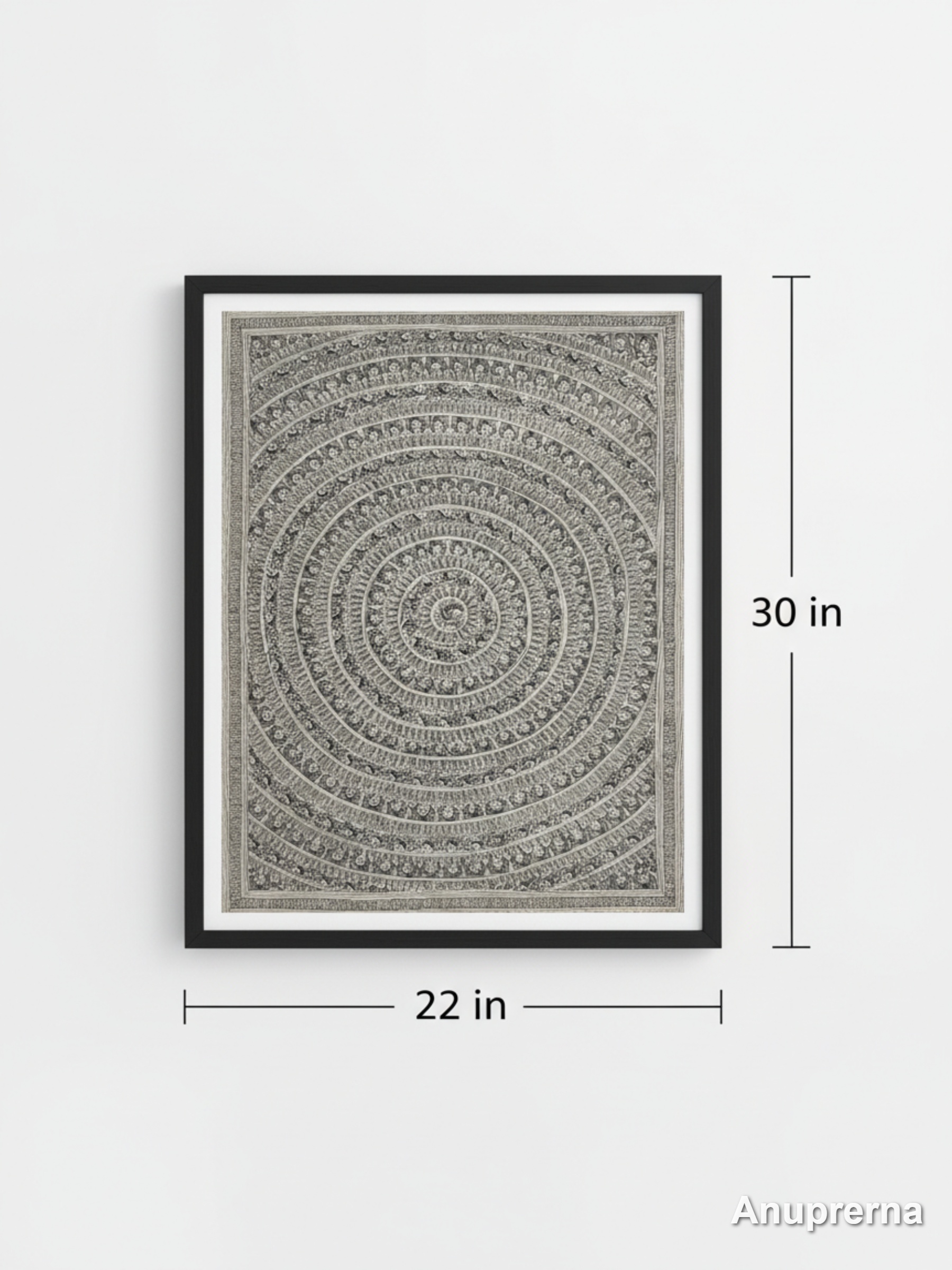 Circles Of Life Monochromatic Madhubani Wall Art Decor