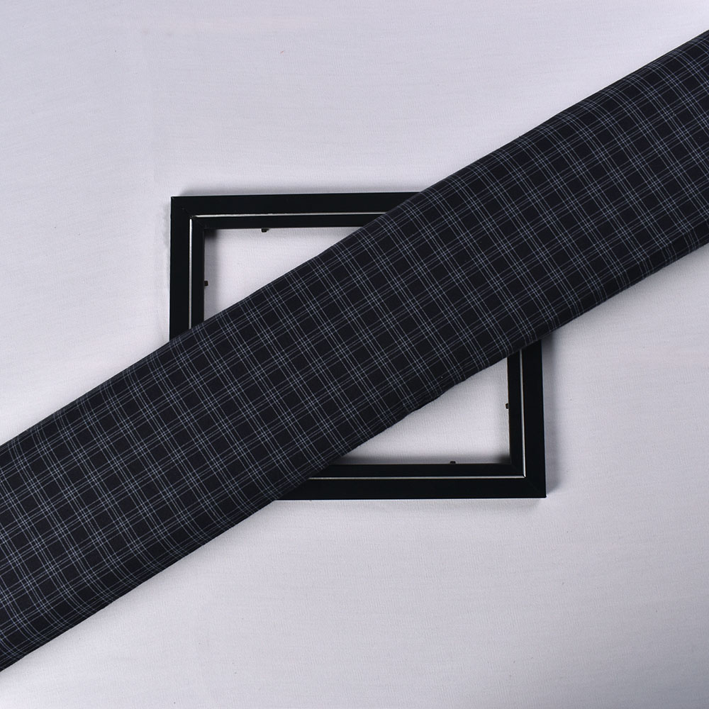 Check Black Grey Pure Cotton 125 GSM Handwoven Fabric