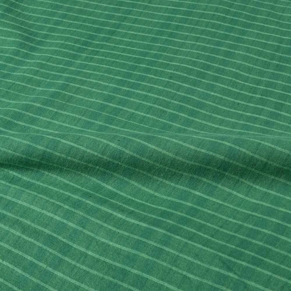 CHECK GREEN WHITE PURE COTTON 75 GSM HANDWOVEN FABRIC
