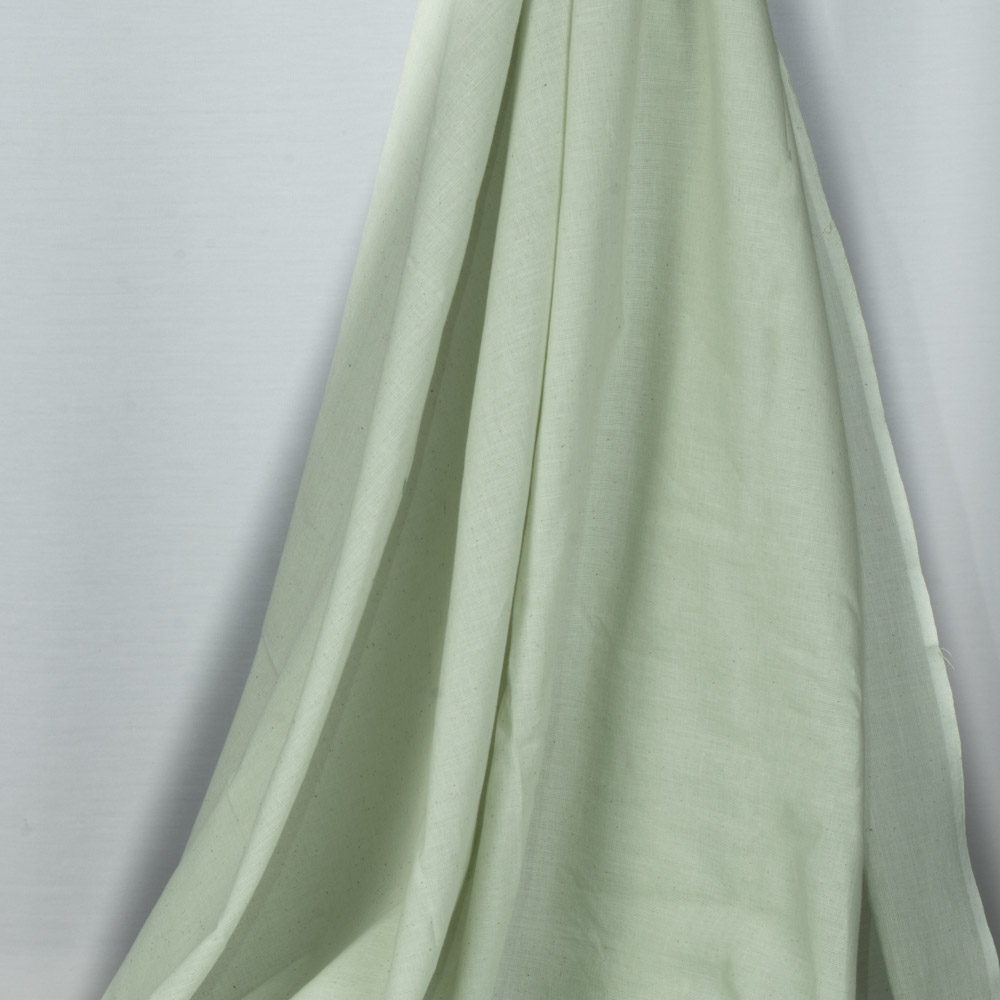 Chambray Light Green Khadi Cotton 125 GSM Handwoven Fabric