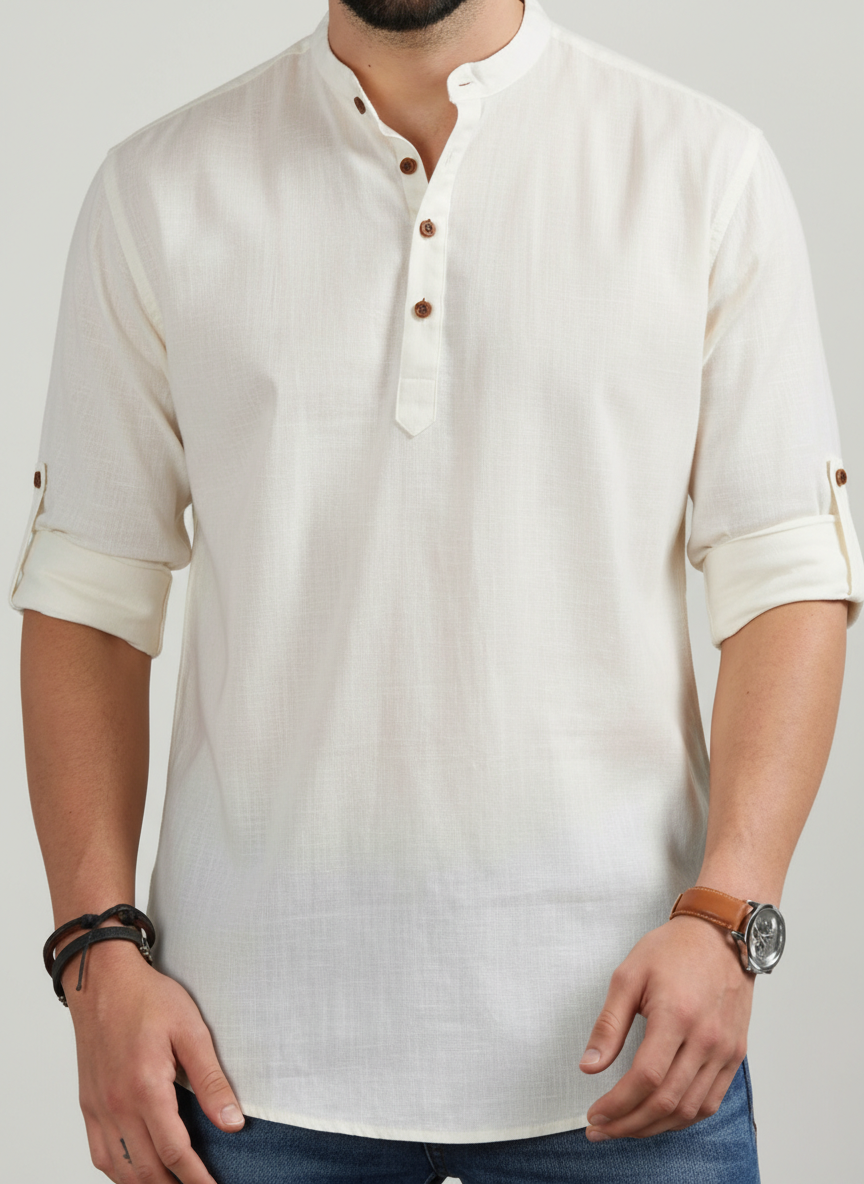Quarter Buttoned Casual Shirt