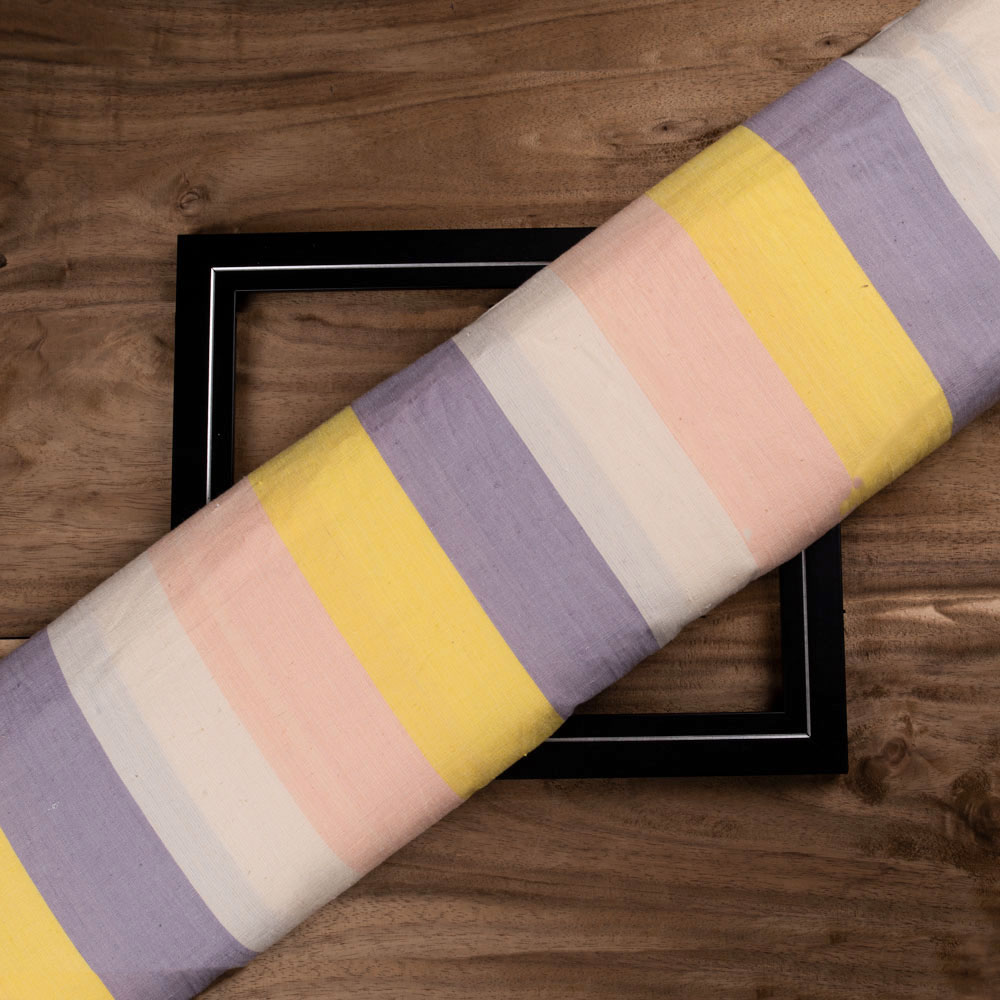 Stripe Multicolour Pure Cotton 133 GSM Handwoven Fabric