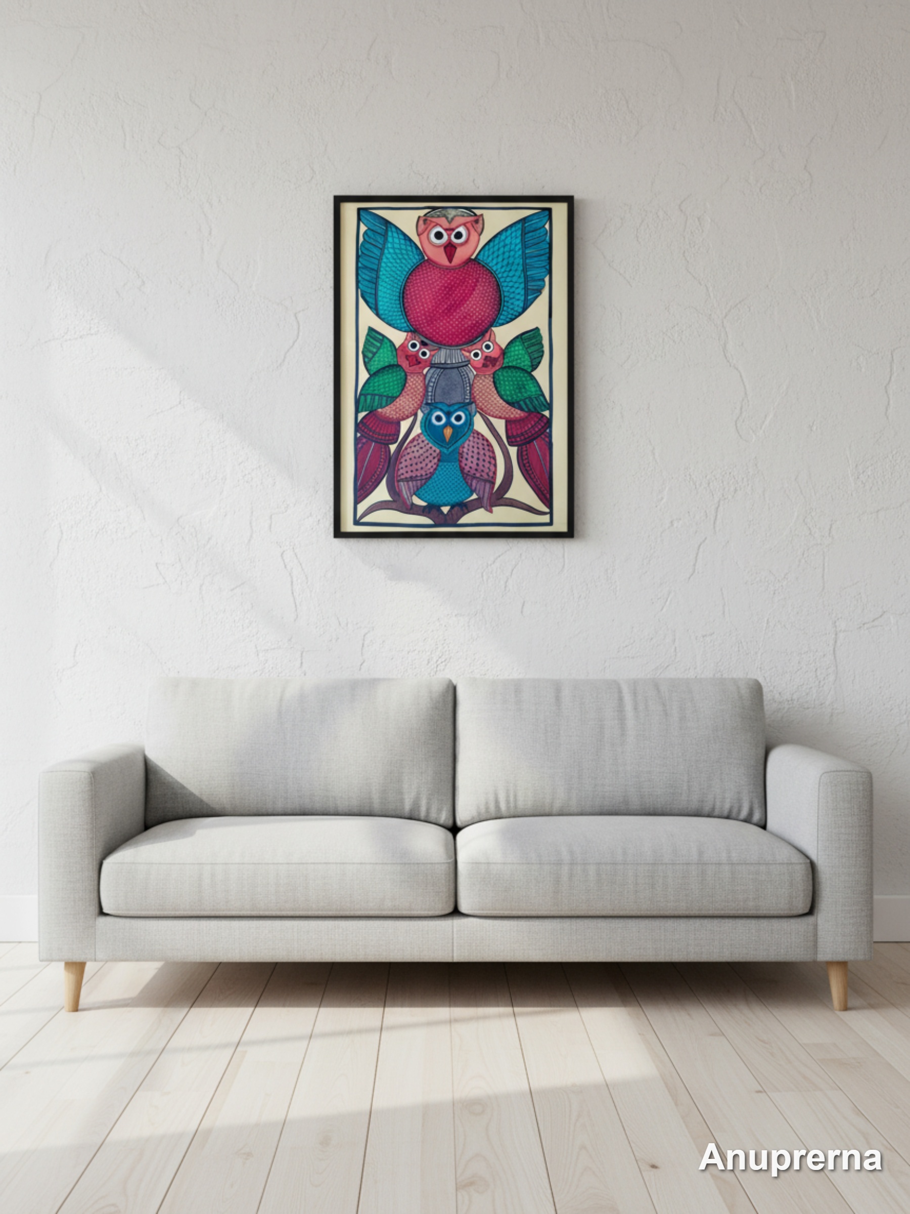 Owls Of The Forest Pattachitra Wall Art Decor