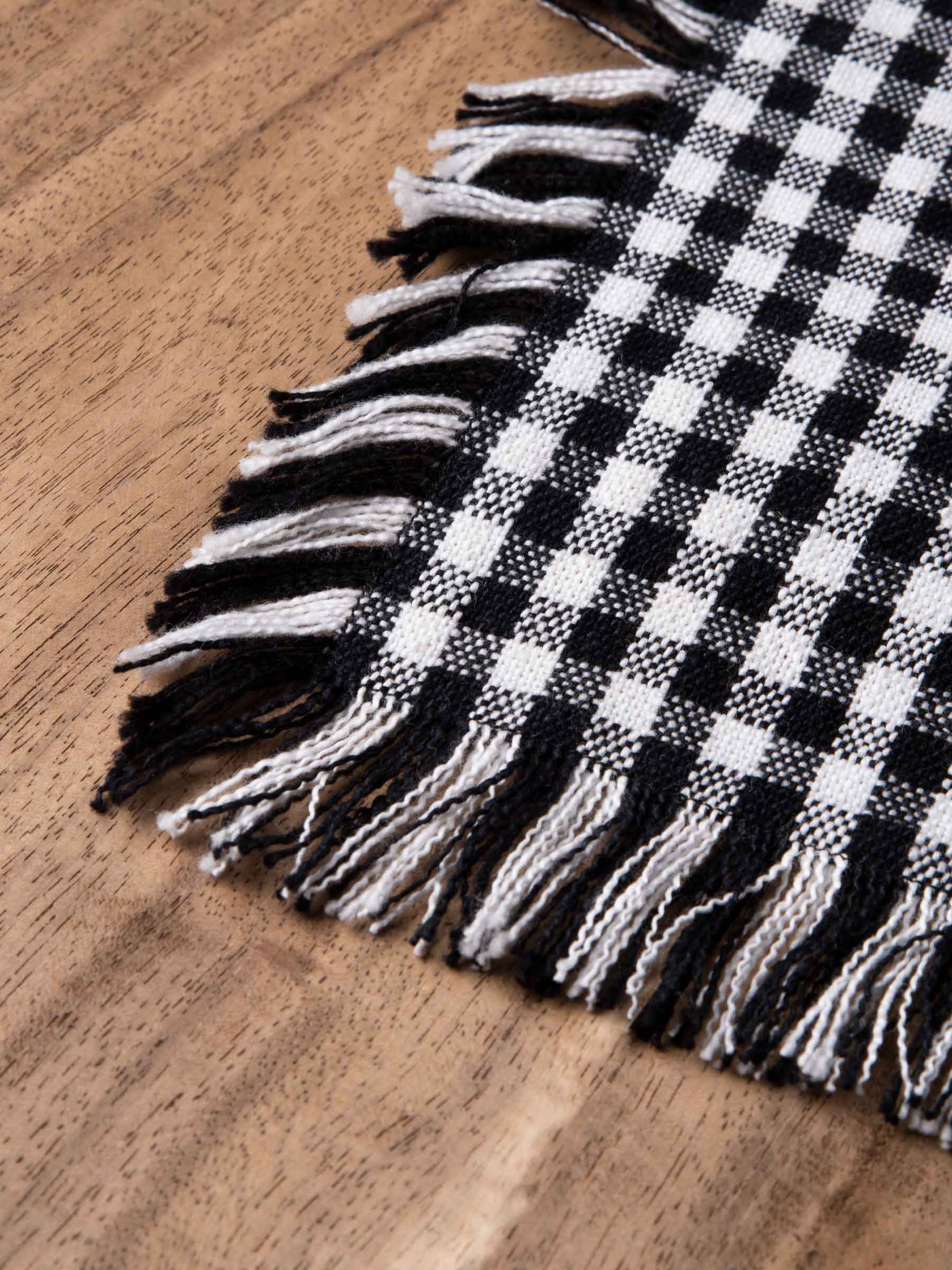 Black & White Handspun Khadi Cotton Table Runner