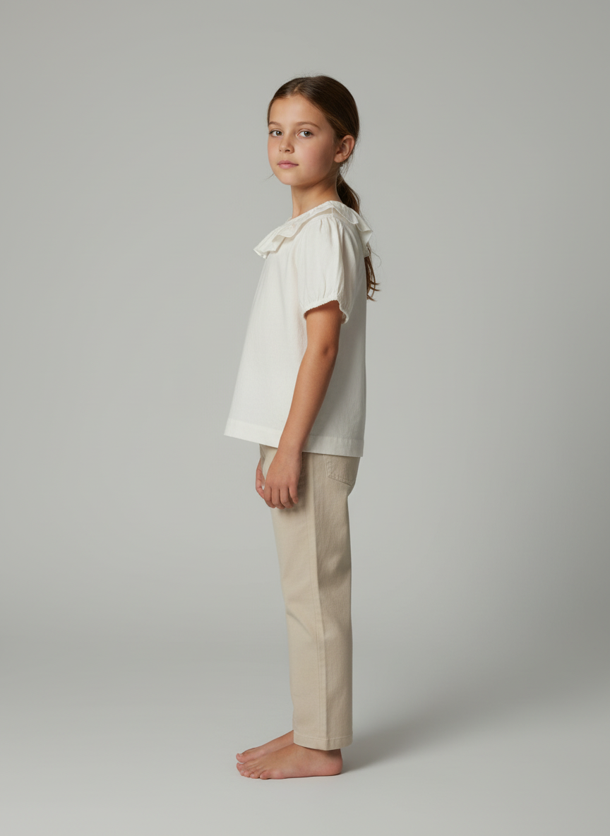 Kids Top With Mandarin Collar- Center Back Button