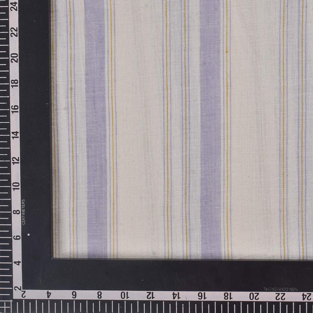 STRIPE WHITE & PURPLE PURE COTTON 105 GSM HANDWOVEN FABRIC