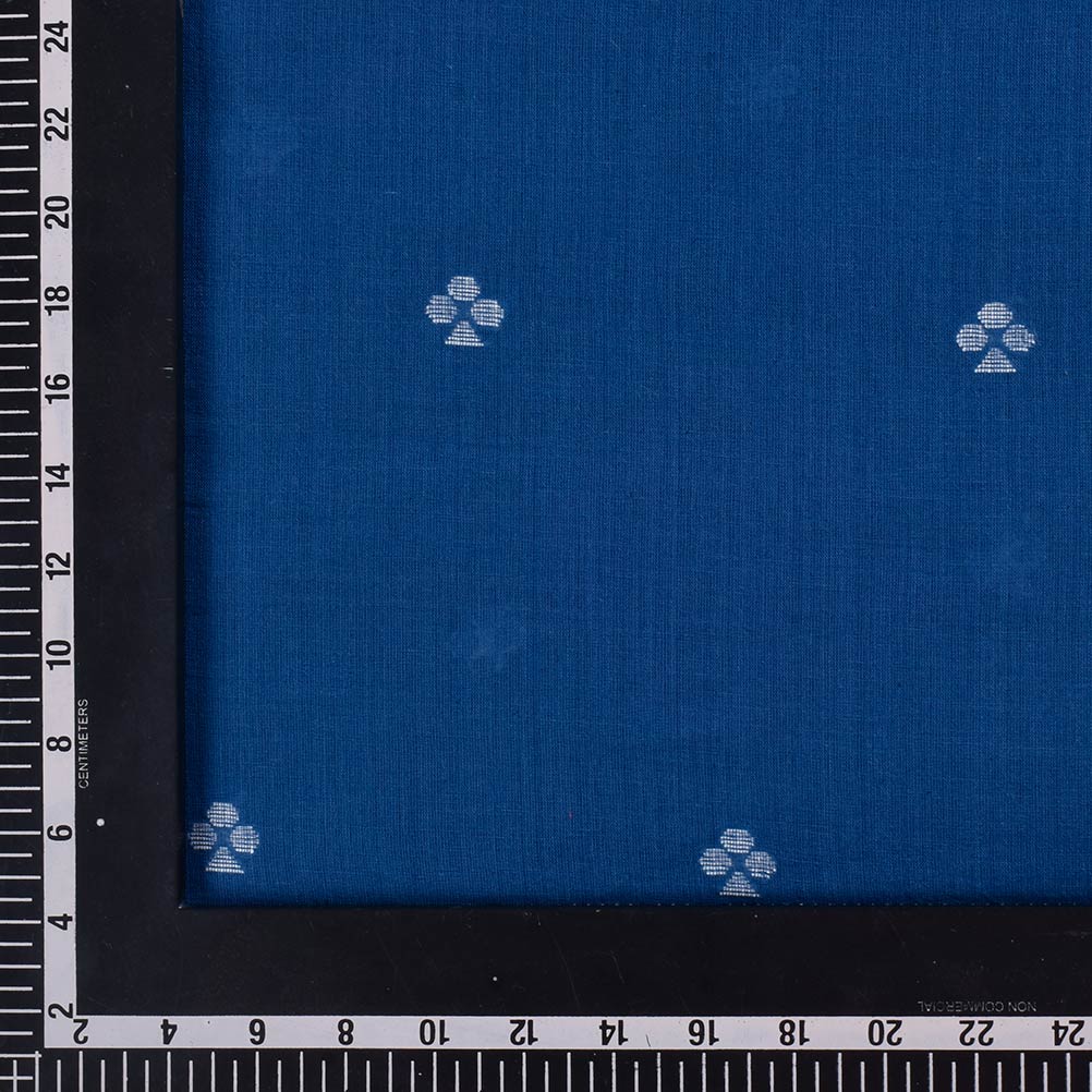 GEOMETRIC BLUE JAMDANI PURE COTTON 64 GSM HANDWOVEN FABRIC 245