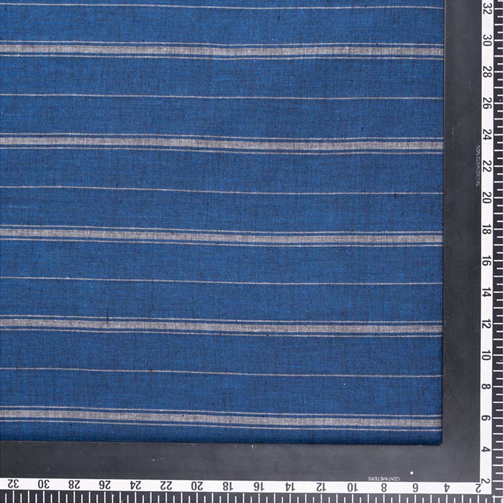 STRIPE BLUE PURE COTTON 97 GSM HANDWOVEN FABRIC