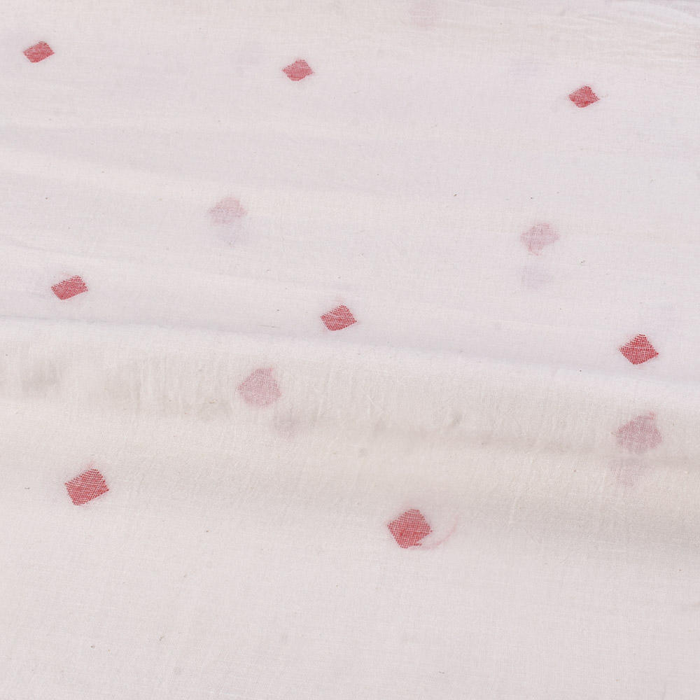 DIAMOND OFF WHITE JAMDANI PURE COTTON 60 GSM HANDWOVEN FABRIC