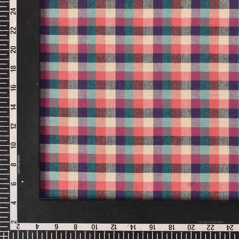 CHECK MULTICOLOUR PURE COTTON 100 GSM HANDWOVEN FABRIC 463