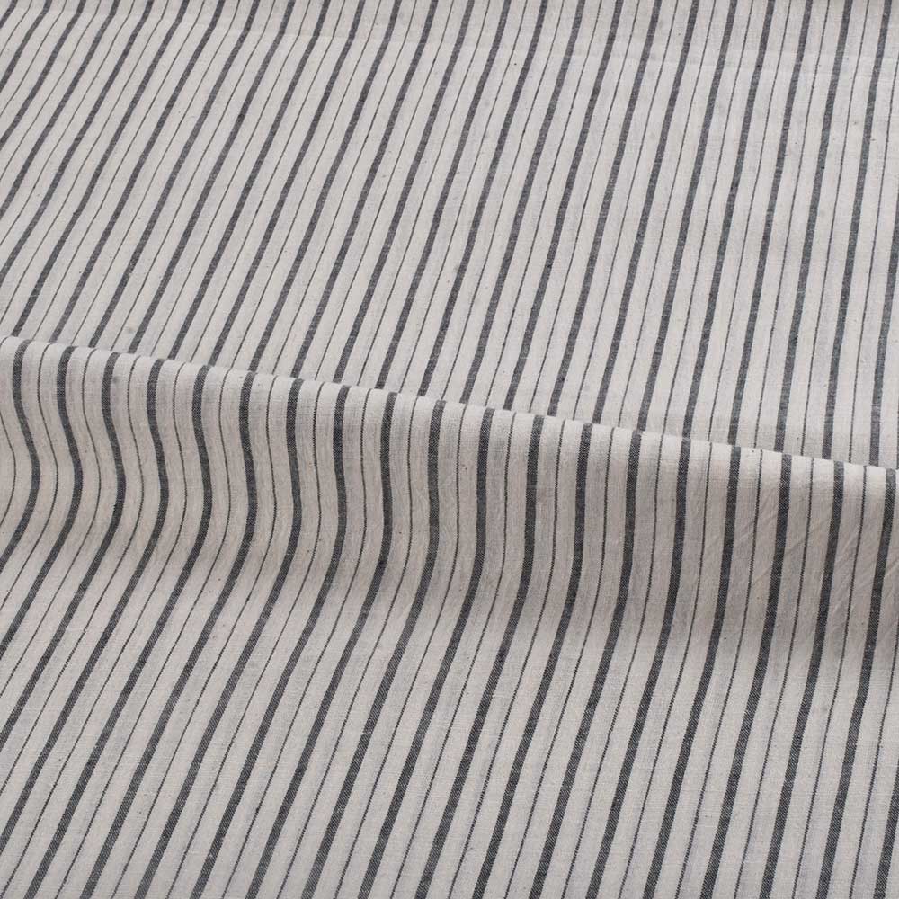 STRIPE BLACK & WHITE PURE COTTON 78 GSM HANDWOVEN FABRIC